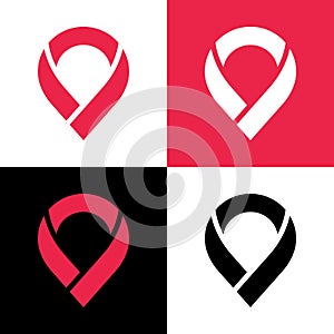 Location pin logo design, map pointer icon, abstract gps symbol - Vector