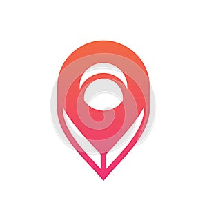 Location pin logo vector, map pointer icon, gps navigation symbol illustration