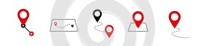 Location pin map line icon set. Compass, map, distance, direction minimal vector illustration