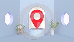 Location pin map marker 3D render illustration