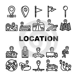 location pin map place point icons set vector