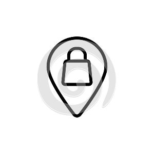 Location pin, package icon. Simple line, outline vector elements of shopping center icons for ui and ux, website or mobile