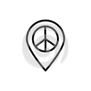 Location pin, peace icon. Simple line, outline vector elements of flower children icons for ui and ux, website or mobile