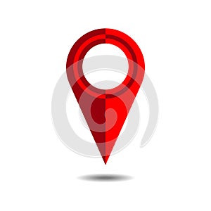 Location pin red icon isolated on white background. GPS marker symbol. Navigation icon symbol. Vector illustration