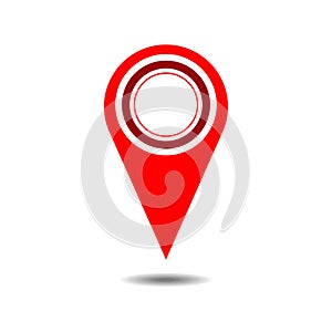 Location pin red icon isolated on white background. GPS marker symbol. Navigation icon symbol. Vector illustration