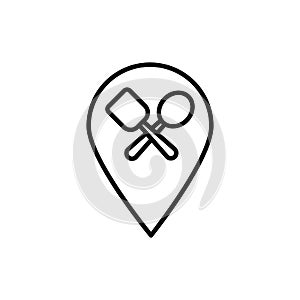 Location pin, restaurant icon. Simple line, outline vector elements of public catering icons for ui and ux, website or mobile