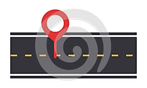 Location pin on road illustration. Vector illustration