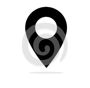 Location Pin Vector Icon. Black Round Geo Location Pin vector icon
