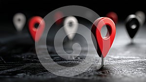 Location Pins on a Dark Map Surface