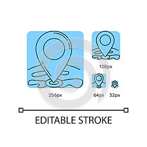 Location pointer blue linear icons set