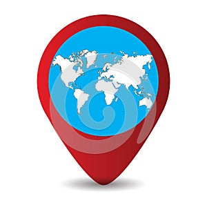 Location pointer with world map