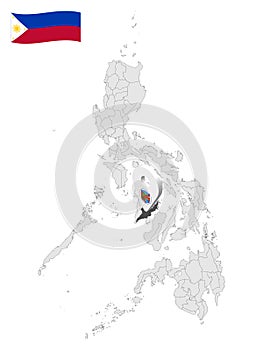 Location Province of Iloilo on map Philippines. 3d location sign  of  Iloilo. Quality map with  provinces of  Philippines