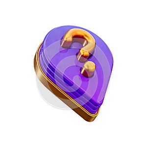 Location question mark icon 3d render concept on white background