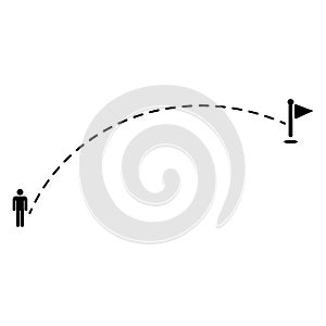 Location route A to B, start o finish. Simple bashed line