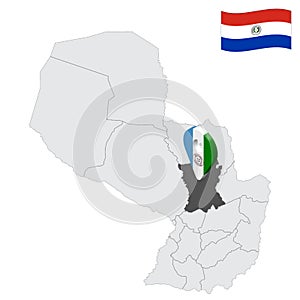 Location San Pedro Department on map Paraguay. 3d location sign similar to the flag of San Pedro. Quality map with provinces Rep