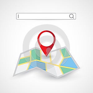 Location search folded map navigation