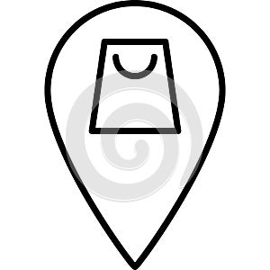 Location Shopping Bag Outline Icon Vector