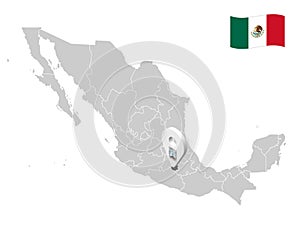 Location State of Morelos on map. 3d location sign  Morelos. Quality map with  provinces of  Mexico for your design.