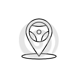 Location, steering wheel icon. Simple line, outline vector elements of driving school icons for ui and ux, website or mobile