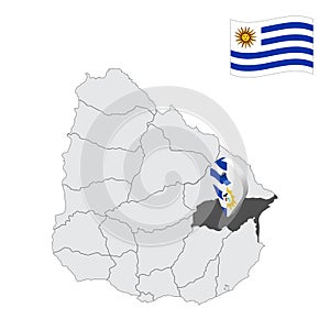 Location Treinta y Tres Department  on map Uruguay. 3d location sign similar to the flag of Treinta y Tres Department. Quality map photo
