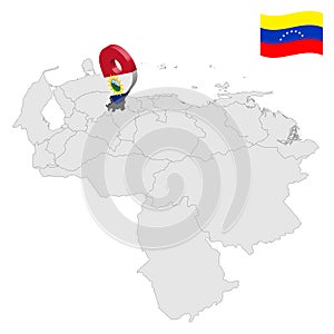 Location Yaracuy State  on map Venezuela. 3d location sign similar to the flag of  Yaracuy. Quality map  with  Regions of the Vene