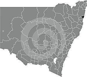 Locator map of the COFFS HARBOUR LOCAL GOVERNMENT AREA, NEW SOUTH WALES