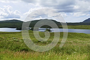 Loch Awe with small island in the Highlands of Scotland