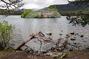 LOCH AN EILEIN, NEAR AVIEMORE/SCOTLAND - MAY 16 : Castle in the