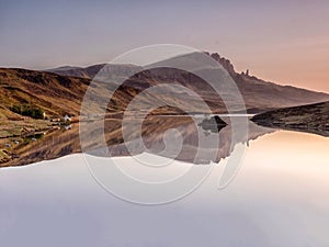 Loch Fada at sunrise in calm lake waters photo