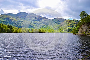 Loch Katrine Katrine Lake in Scottish Highlands. Beautiful lak