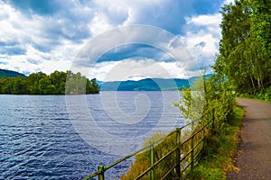 Loch Katrine Katrine Lake in Scottish Highlands. Beautiful lak