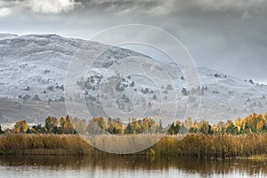 Loch Mallachie and Meall a` Bhuachaille in the Cairngorms National Park of Scotland