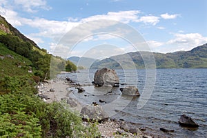 Loch Morar looking east with big rock photo