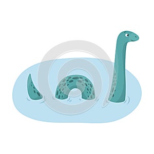 Loch Ness monster icon in cartoon style isolated on white background. Scotland country symbol. photo