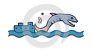 Loch Ness Monster Mythical Creature Cryptozoology Icon, vector design Generative AI