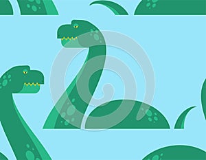 Loch Ness monster Nessie pattern seamless. Monstrous animal background