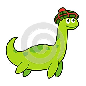 Loch Ness monster in traditional Scottish bonnet