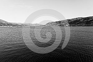 Lochbroom from Ullapool, Scottish Highlands in monochrome