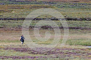 LOCHINDORB, HIGHLANDS/SCOTLAND - AUGUST 27 : Woman fly fishing n