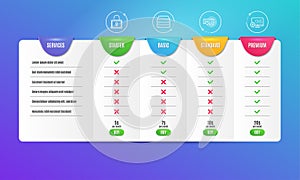 Lock, 24h service and Servers icons set. Seo sign. Private locker, Call support, Big data. Search engine. Vector