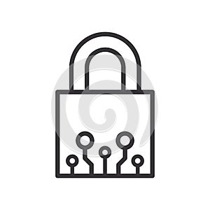 lock AI Automation line icon