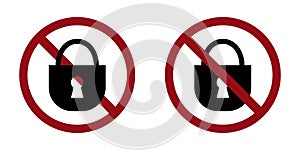 lock ban prohibit icon. Not allowed security