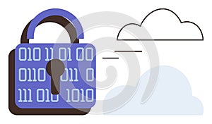 Digital Data Security with Encrypted Cloud Storage and Protection Symbol