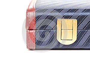 Lock on briefcase isolated on white background