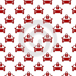 Lock car icon seamless pattern on white