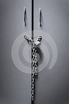 Lock with a chain on the door
