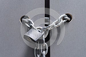 Lock with a chain on the door