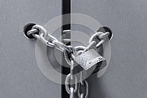 Lock with a chain on the door