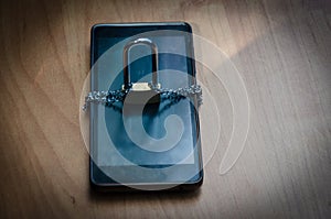 Lock with a chain on the phone connection technology