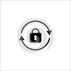 Lock with circular arrows. Update with reboot and secure web system